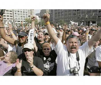 Sox fans cheer.